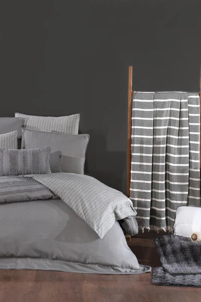 Lipa Lüks Comforter 13 Parça Çeyiz Seti Gri ürün görseli 1