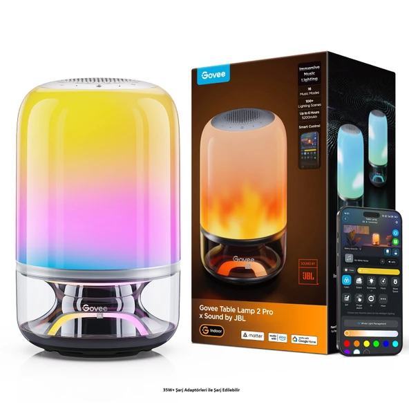 Govee Masa Lambası 2 Pro x JBL Hoparlörlü, Type-C Şarjı, 45' Şarj Adaptörü Dahildir H60200F1 ürün görseli 1