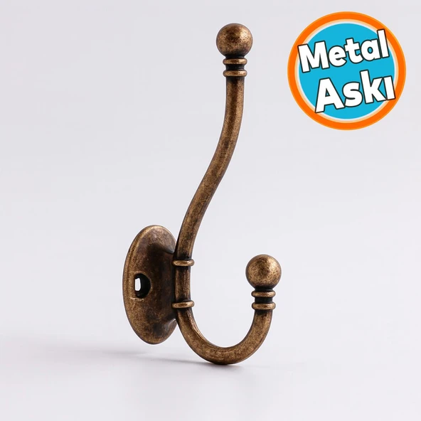 Metal Askı Antik Bakır Vestiyer Portmanto Dolap Askılık Askılığı Duvar Banyo Mutfak Elbise Askısı ürün görseli 1