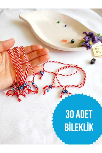 30 ADET NAZAR BONCUKLU MARTENİÇKA BİLEKLİK ŞANS ARKADAŞ SEVGİLİ EŞ ÇOCUK HEDİYE BAHAR BİLEKLİĞİ ürün görseli 1