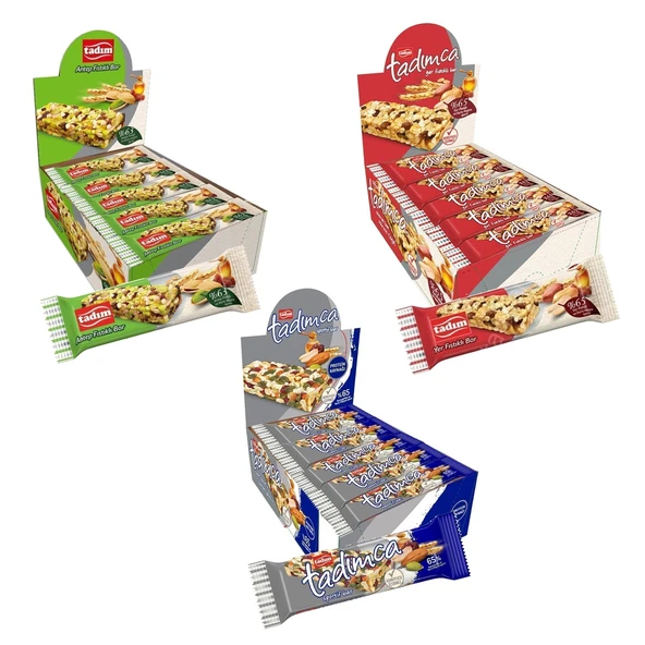 Tadım Sportif - Antep Fıstıklı - Yer Fıstıklı Bar 30 gr 20 li - 3 lü Karma Paket ürün görseli 1