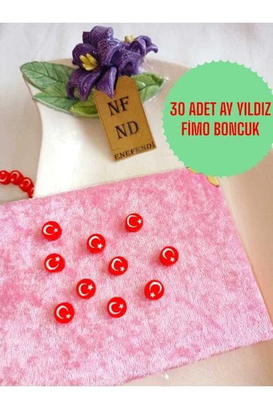 30 ADET AYYILDIZ FİMO BONCUK BİLEKLİK KOLYE TAKI HEDİYE ürün görseli 1