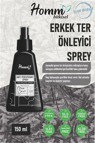 HOMM BİTKİSEL ÜRÜNLER Homm Lıfe Erkek Ter Önleyici Sprey 150 ml ürün görseli 1