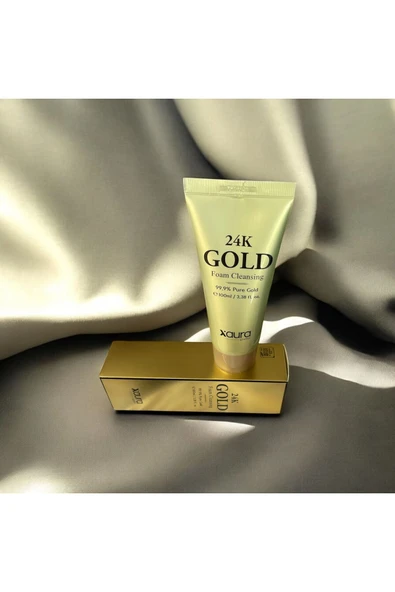 XAURA 24K GOLD Foam Cleansing 100ml – 99.9% Saf Altın İçerikli Köpük Temizleyici ürün görseli 1