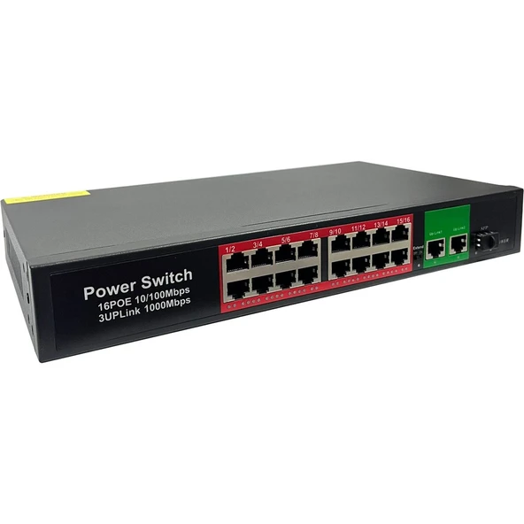 ROSE-1630G 16+3 Port 10/100/1000 Poe Switch ürün görseli 1