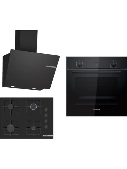 Bosch Siyah 3lü Ankastre Set 319( HBF512BB1T - POP7C6P30O - DWK66PJ60T ) ürün görseli 1