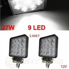 Off Road Sis Led Sis Lambası 9 Ledli Kare 2Li Paket ürün görseli 1