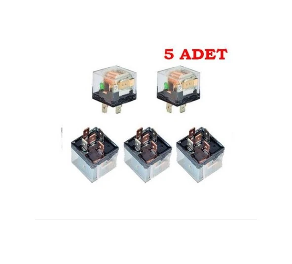5 Adet Üniversal Röle 40 Amper Şeffaf 5 Uçlu 12V Role Su Geçirmez ürün görseli 1
