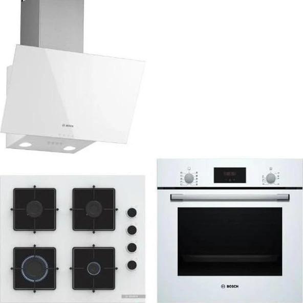 Bosch Beyaz 3 Lü Ankastre Set 300 ( Hbf512bw1t - Pop7c2p30o - Dwk63pj20t ) ürün görseli 1