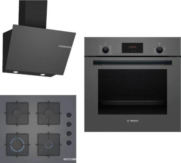 Bosch HBF512BH1T-POP6C9P30O-DWK66PJ70T Ankastre Gri 3 Lü Set 308 ürün görseli 1