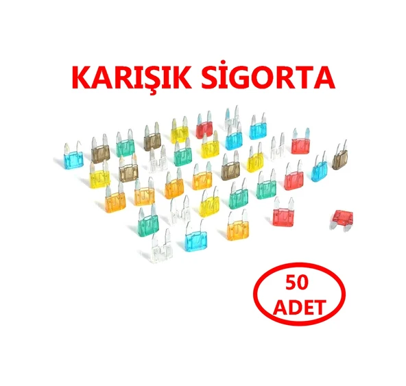 50'li Araç Mini Bıçak Sigorta 50 Adet Karışık Amperler ürün görseli 1
