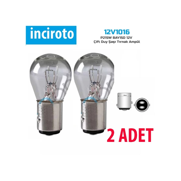 1016 Ampul 12V Çift Duy Şaşı Tırnak 2 Adet ürün görseli 1