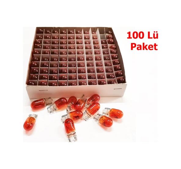 12V T10 W5W Dipsiz Park Gösterge Ampulü 100 Adet Turuncu Dipsiz ürün görseli 1