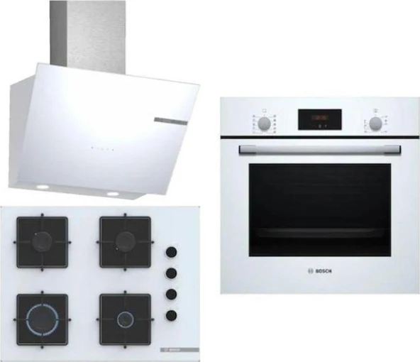 Bosch HBF512BW1T - POP7C2P30O - DWK66PJ20T Beyaz Ankastre Set ürün görseli 1