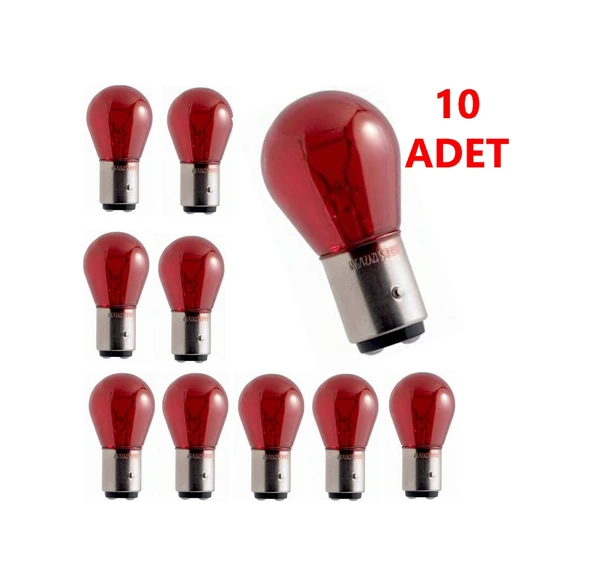 1016 21W 5W 12V Çift Duy Yakın Tırnak Ampül Kırmızı 10 Adet ürün görseli 1