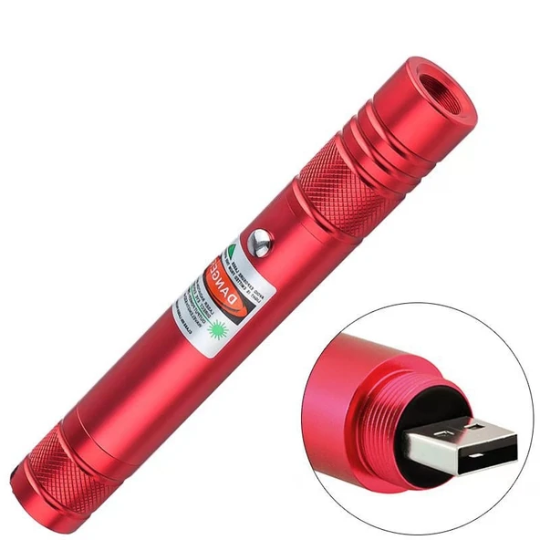 Fithome 100MW Desen Başlıklı USB Şarjlı Yeşil Lazer Pointer - Resim 6