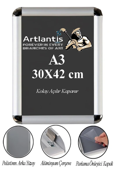 A3 Tak Çıkar Rondo Çerçeve 30x42 cm 1 Adet Açılır Kapanır Çerçeve Aç Kapa Çerçeve A3 Afiş Çercevesi Büro Ofis ürün görseli 1