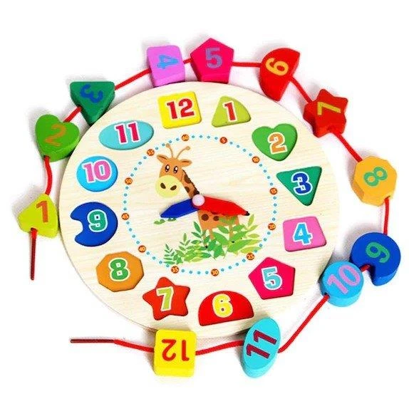 Zhltoys Eğitici İp Dizme Ahşap Saat Oyuncak ürün görseli 1