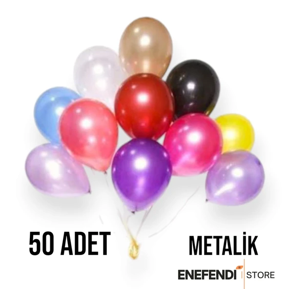 50 ADET BALON DOĞUM GÜNÜ PARTİ SÜS EĞLENCE 11 inç 28 cm METALİK KARIŞIK RENK HEDİYE ürün görseli 1