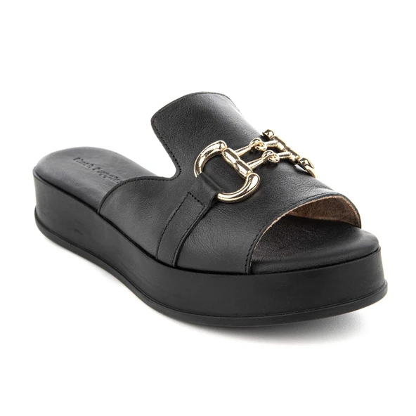 Hush Puppies Asan 624219 Hakiki Deri Kadın Terlik Siyah ürün görseli 1