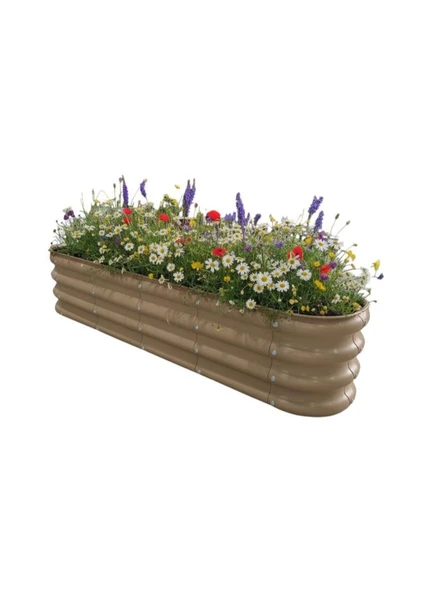 Modüler Yükseltilmiş Bahçe Sebze Yatağı ve Çiçeklik NO:3V2 (140X34) Bej ürün görseli 1