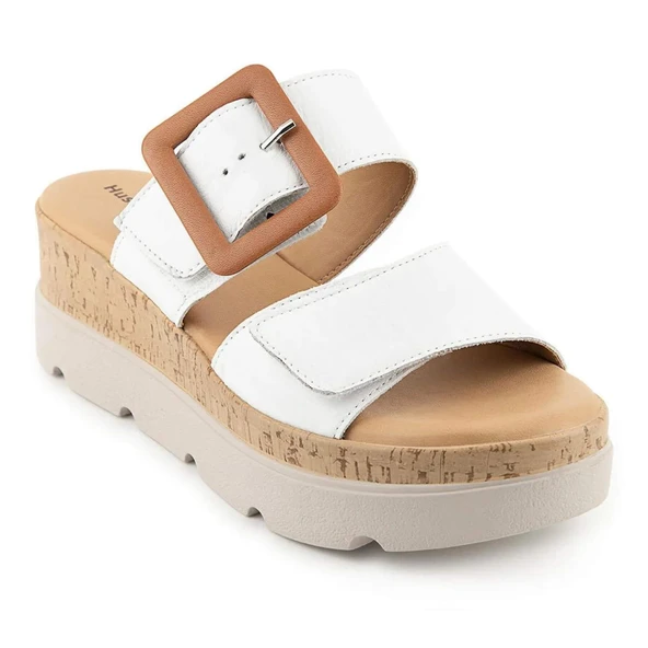 Hush Puppies Effeza 625205 Hakiki Deri Kadın Terlik Beyaz ürün görseli 1