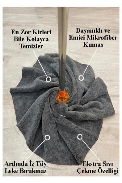 Mikrofiber Paspas Mop Yedek Ucu 1 Adet Kaliteli Mikrofiber Paspas Laminant Parke Seramik Fayans Mermer Temizlik Bezi ürün görseli 1