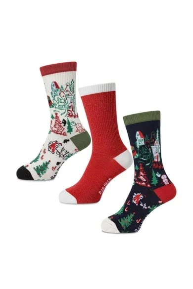 Pine Tree Çok Renkli Unisex 3'lü Çorap ürün görseli 1
