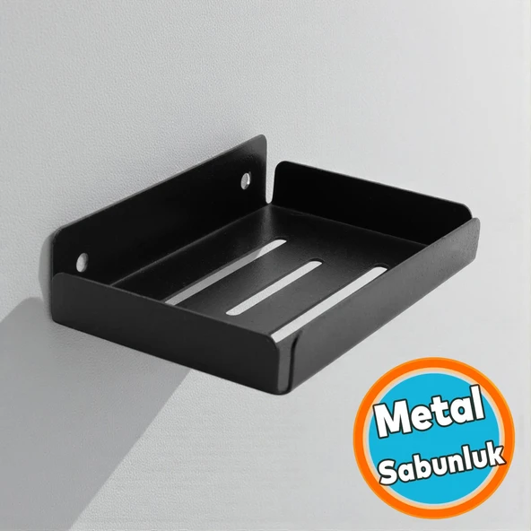 Siyah Renk Metal Katı Sabunluk Kalıp Sabun Koyma Aparatı Vidalı El Sabunluğu Duvara Monteli ürün görseli 1