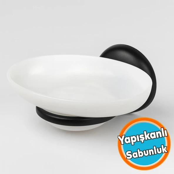 Yapışkanlı Sabunluk Katı Sabunluk El Sabunluğu Siyah ürün görseli 1