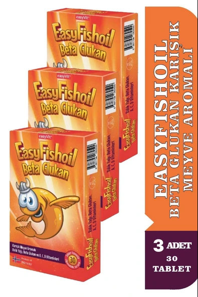 EasyFishoil Beta Glukan Çiğnenebilir 30 Jel Tablet 3 Adet ürün görseli 1