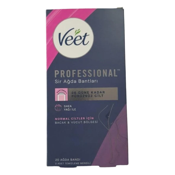 Veet Pro Sir Ağda Bantları Shea Yağı İle Normal Cilt 20'li ürün görseli 1