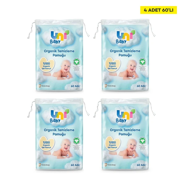 Uni Baby Bebek Temizleme Pamuğu 60'lı X 4 Adet ürün görseli 1