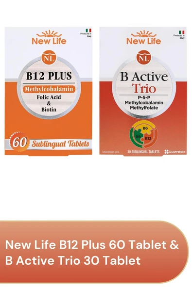 New Life B12 Plus 60 Tablet & New Life B Active Trio Dil Altı 30 Tablet ürün görseli 1