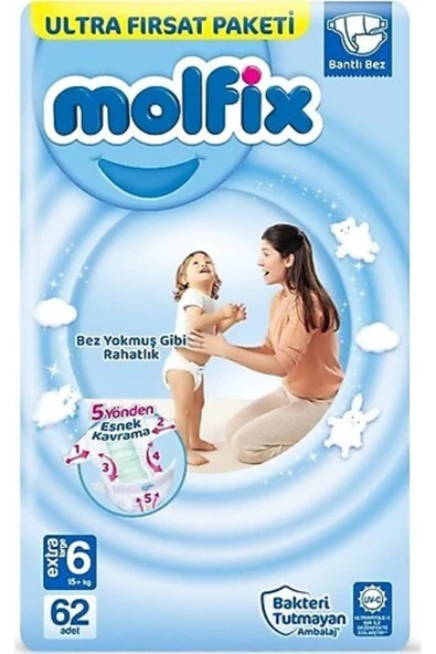 Molfix 6 Numara Extra Large 62 Li Bebek Bezi ürün görseli 1