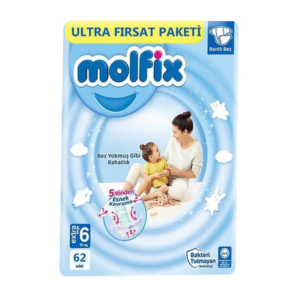 Molfix Bebek Bezi 6 Numara Extra Large 62'li ürün görseli 1