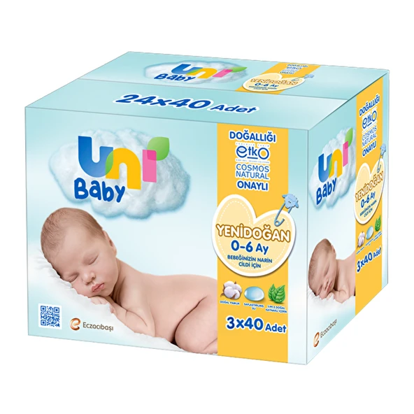 Uni Baby Islak Mendil Yenidoğan 3x40'lı ürün görseli 1