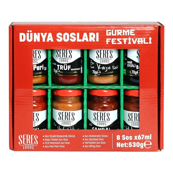 Seres Foods Dünya Sosları Seti-2 Kırmızı Set Cam Kavanoz 8x67 Ml ürün görseli 1