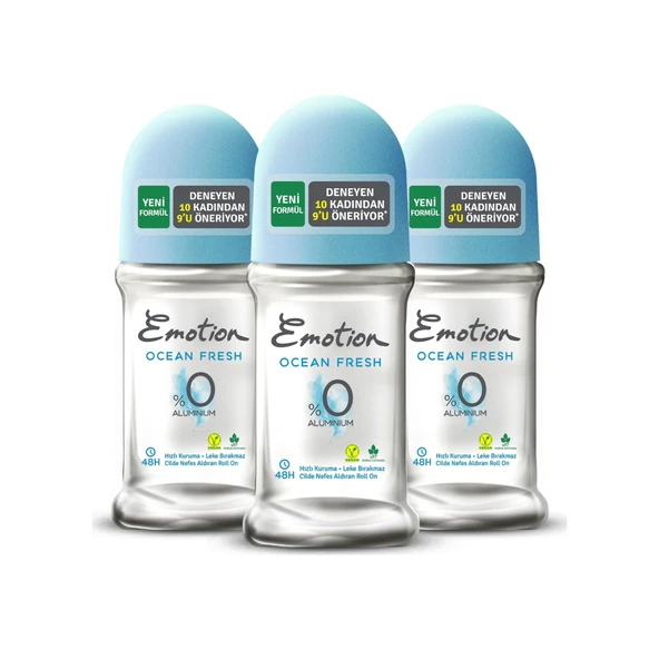 Emotion Ocean Fresh Kadın Roll-On Deodorant 3 x 50 ML ürün görseli 1