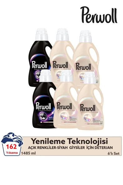 Perwoll Açık Renkliler 4x 1.485 ml 27 Yıkama & Siyahlar 2x  1.485 ml 27 Yıkama 6'lı Set (162Yıkama ) ürün görseli 1