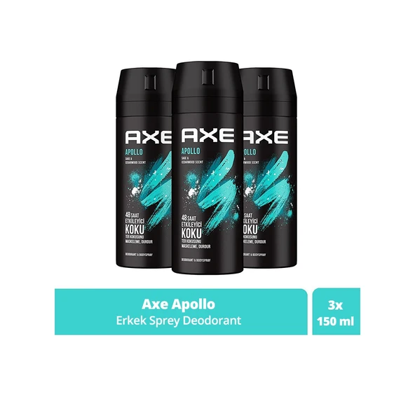 Axe Apollo Erkek Deodorant & Bodyspray 3 x 150 ML ürün görseli 1