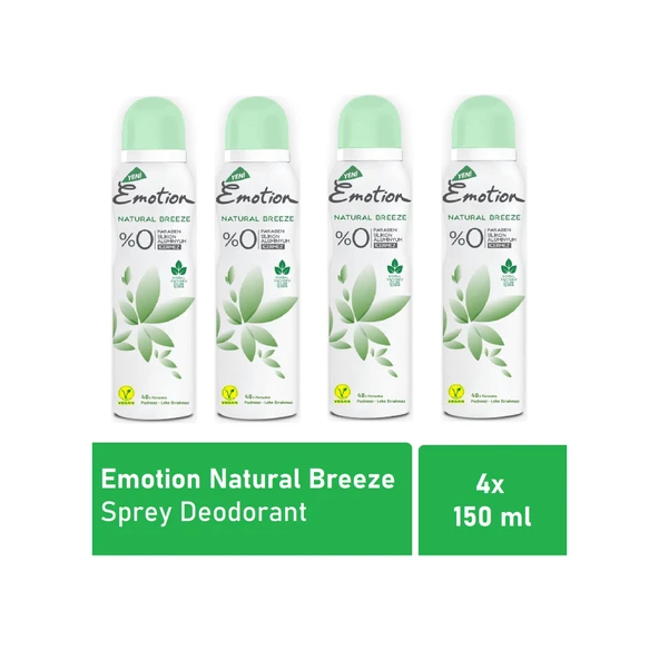 Emotion Natural Breeze Kadın Sprey Deodorant 4 x 150 ML ürün görseli 1