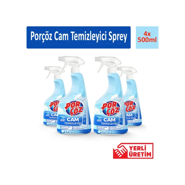 Porçöz Cam Temizleyici Sprey 4 x 500 ML ürün görseli 1