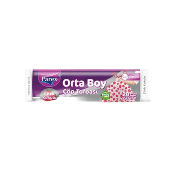 Parex Çöp Torbası Büzgülü Çilek Kokulu Orta Boy ürün görseli 1