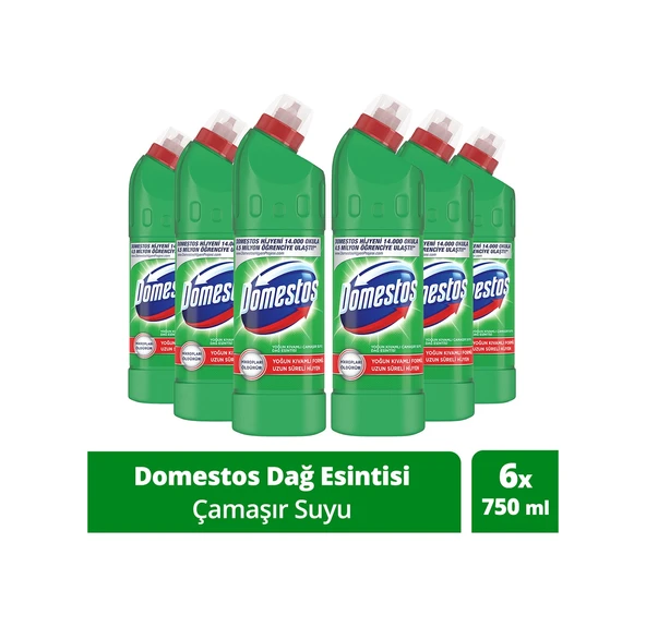 Domestos Dağ Esintisi Maksimum Hijyen Yoğun Kıvamlı Çamaşır Suyu 6 x 750 ML ürün görseli 1