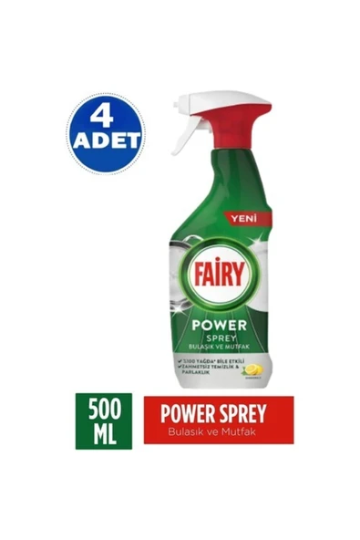 Fairy Power Sprey 3’ü 1 Arada Bulaşık Ve Mutfak 500 Ml 4 Adet Sprey 500 ürün görseli 1