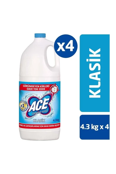 ACE Klasik Çamaşır Suyu 17,2kg (4,3 Kg X 4) ürün görseli 1
