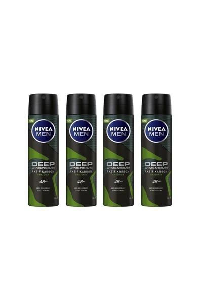 NIVEA Men Deodorant Deep Dimension Amazonia 150 ML - 4'lü Paketi ürün görseli 1
