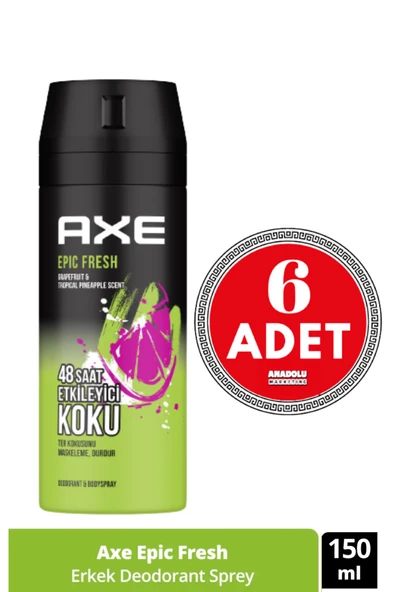 Axe Erkek Deodorant & Bodyspray Epic Fresh 48 Saat Etkileyici Koku 150 ML (6 Adet) ürün görseli 1