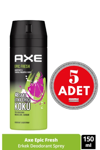 Axe Erkek Deodorant & Bodyspray Epic Fresh 48 Saat Etkileyici Koku 150 ML (5 Adet) ürün görseli 1